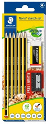 Ołówek Noris 6szt 2xHB,1x2B,B,H,2H + gumka+gratis - Staedtler