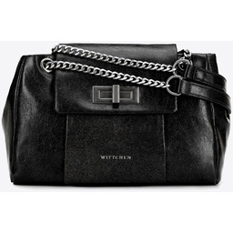 Listonoszka z imitacji skóry z łańcuszkiem czarna