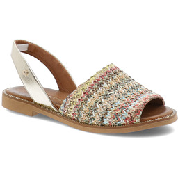 Armodo Złote Sandały Płaskie Obuwie Damskie