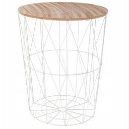 Stolik Kawowy Modny Druciany Biały Stolik Kosz 2W1
