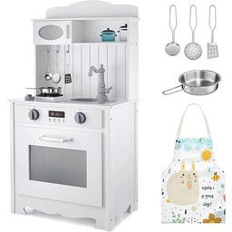 Mamabrum Kuchnia do zabawy dla dzieci, biała drewniana