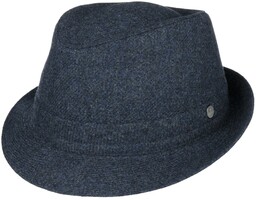 Kapelusz Wełniany Shetland Wool Trilby by Lierys, niebieski,