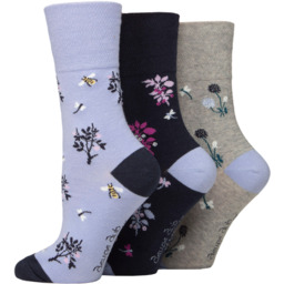Gentle Grip 3PACK Damskie bezuciskowe skarpetki - FLORAL