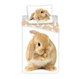 Jerry Fabrics Pościel bawełniana 140x200 Królik króliczek brązowy
