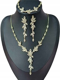 Komplet złotej biżuterii ślubnej, cyrkonia sześcienna LOU