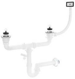 KUCHINOX Syfon 2x2" z przelewem do zlewozmywaka 2-komorowego