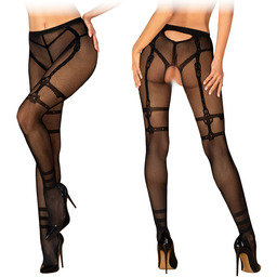 Obsessive rajstopy kabaretki z nadrukiem + otwarty krok