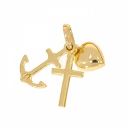 Złota zawieszka kotwica, serce, krzyżyk ZA.02069 pr.585