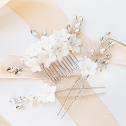 Kokonet, Zestaw Grzebyk Z Wsuwkami Kwiatami Cyrkoniami Ślubne