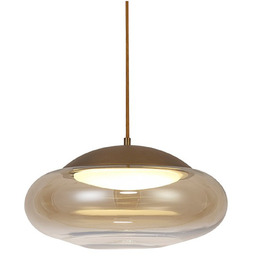 Lampa wisząca metalowa brązowa ze szklanym kloszem AZ4668