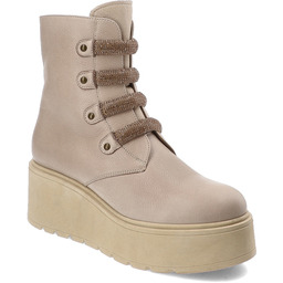 Armodo Beżowe Botki Stylowe Obuwie Damskie Na Platformie