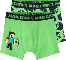 Minecraft Bokserki dziecięce z bawełną, 2 pary Zielony