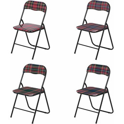 GALILEO Zestaw 4 składanych krzeseł, tartan, 43,5 x