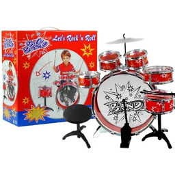 Perkusja dla dzieci z krzesełkiem, 6-bębnowa, LeanToys