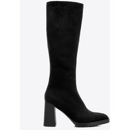 Damskie kozaki z imitacji zamszu na słupku czarne