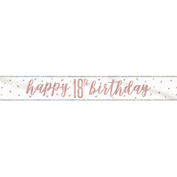 Baner Happy Birthday różowe złoto na 18 urodziny