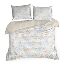 Eurofirany Pościel bawełniana 140x200 Jasmina kremowa niebieska jasna
