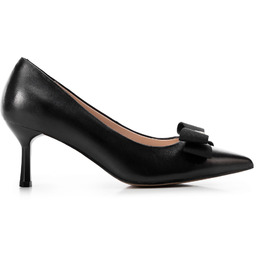 Skórzane czółenka z kokardą czarne