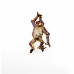 Broszka srebrna - Małpka wesoła brązowa