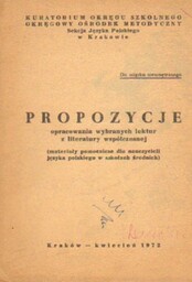 PROPOZYCJE OPRACOWANIA WYBRANYCH LEKTUR Z LITERATURY WSPÓŁCZESNEJ