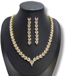 Komplet złotej biżuterii ślubnej, cyrkonia sześcienna, MANOLA