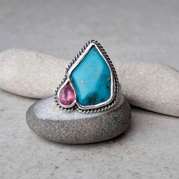 Pakamera Iris srebrny pierścionek z turkusem i topazem