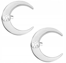 Srebrne kolczyki 925 księżyce z cyrkonią moon
