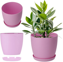 Doniczka Agen z podstawką 16 cm, matowa różowa