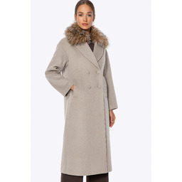 Klasyczny damski płaszcz z wełny beżowy