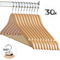 30x WIESZAK DREWNIANY WIESZAKI NA UBRANIA Z POPRZECZKĄ