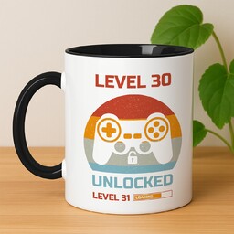 Kubek ceramiczny biały z czarnym środkiem dla gracza