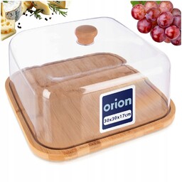 Deska Bambusowa taca z pokrywką kloszem do serów