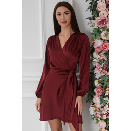 Sukienka kopertowa z satyny bordo Daria