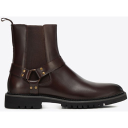 Męskie sztyblety ze skóry naturalnej z ozdobnym paskiem