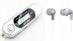 Odtwarzacz MP3 16GB Pendrive Srebrny Słuchawki Panasonic