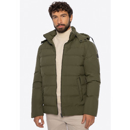 Pikowana męska kurtka z kapturem ciemnozielona