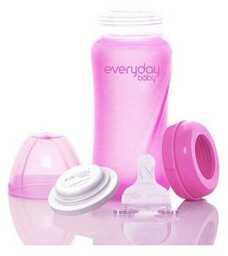 Everyday Baby Szklana butelka ze smoczkiem M wiśniowa