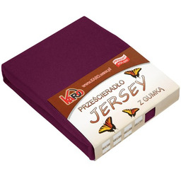 Prześcieradło z gumką jersey 180x200 śliwkowe P02 grube