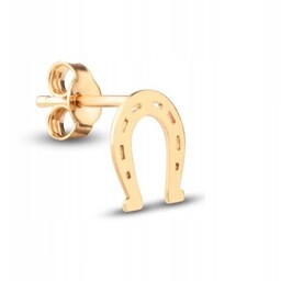 KLASYCZNY ZŁOTY POJEDYNCZY KOLCZYK PODKOWA NA SZCZĘŚCIE 8KT