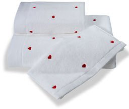 Mały ręcznik MICRO LOVE 30x50cm Biały / czerwone