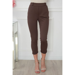 Spodnie cygaretki dzianinowe czekolada Jose