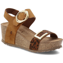 Yokono Brązowe Sandały Eleganckie Obuwie Damskie Panterka