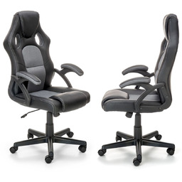 Fotel biurowy obrotowy gabinetowy gamingowy berkel czarno-popielaty halmar