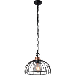 Lampa wisząca BASKET 1xE27/60 W czarny, czerwona miedź
