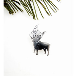 Broszka srebrna - Piesek Ginger szary