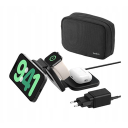 Adapter bezprzewodowego ładowania Belkin 3w1 Qi2 15W Czarny