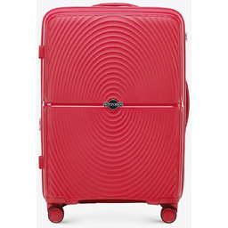 Średnia walizka z polipropylenu w okręgi czerwona
