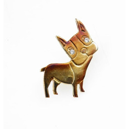 Broszka srebrna - Piesek Ginger brązowy
