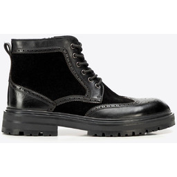 Męskie trzewiki ze skóry naturalnej z perforacjami czarne