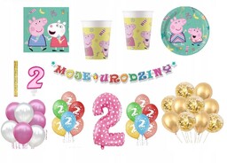 Zestaw Świnka Peppa 2 Urodziny Balony